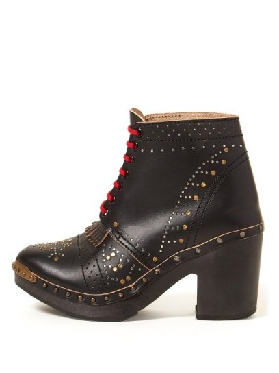BURBERRY Lace-up studded leather ankle boots | chunky winter boots - flipped