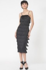 Lavish Alice Fringed Midi Dress in Black – evening fashion – fringe shimmy dresses