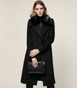 Reiss LAWSON FAUX-FUR COLLAR COAT BLACK ~ chic winter coats