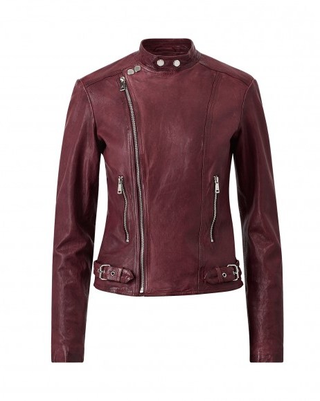 Ralph Lauren Cranberry Leather Jacket – red biker jackets - flipped
