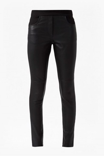 FRENCH CONNECTION LEATHER PULL ON LEGGINGS | black skinny pants | fitted trousers - flipped