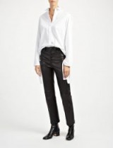 JOSEPH Leather Stretch Den Trousers | slim fit button fly ankle grazers | luxe pants