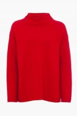 FRENCH CONNECTION Lena Knits Long Sleeved High Neck Jumper | red relaxed fit jumpers