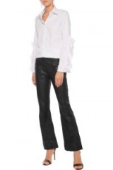 IRIS AND INK Leslie leather flared pants ~ black flare hem trousers