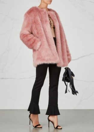 PINKO Light pink faux fur jacket | luxe winter jackets | fluffy coats - flipped