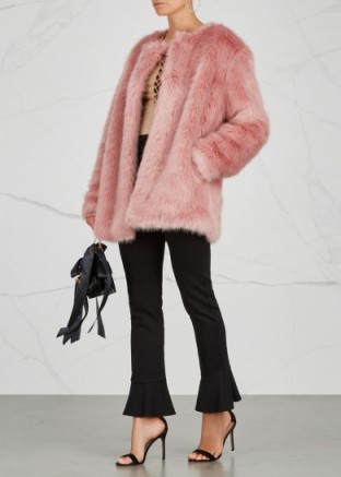 PINKO Light pink faux fur jacket | luxe winter jackets | fluffy coats