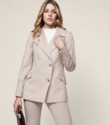REISS LILLIE WOOL-BLEND BUTTON-FRONT COAT PARCHMENT ~ short stylish coats