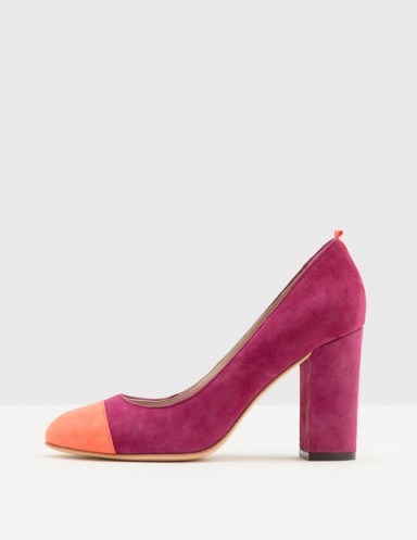 BODEN LISBETH HEELS / chunky heeled colour block courts / suede court shoes - flipped