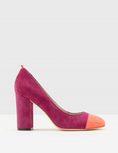 BODEN LISBETH HEELS / chunky heeled colour block courts / suede court shoes