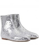 LOEWE Flat Silver Sequined ankle boots
