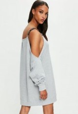 londunn + missguided grey cold shoulder sweat dress