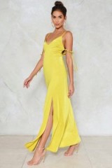 Nasty Gal Long Term Maxi Dress ~ chartreuse yellow satin dresses