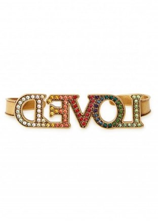 GUCCI Loved crystal-embellished palm cuff / slogan jewellery - flipped