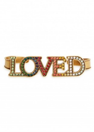 GUCCI Loved crystal-embellished palm cuff / slogan jewellery