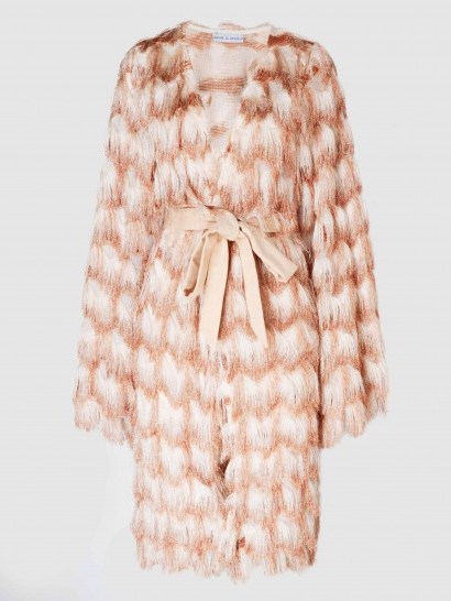 MADIYAH AL SHARQI‎ Rapunzel Fringed Fabric Coat | luxe coats - flipped