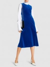 MAISON RABIH KAYROUZ‎ Velvet Sleeveless Midi Dress ~ blue fit and flare dresses