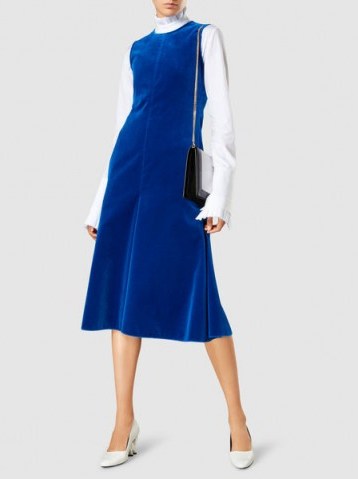 MAISON RABIH KAYROUZ‎ Velvet Sleeveless Midi Dress ~ blue fit and flare dresses - flipped