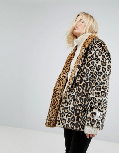 Maison Scotch Leopard Faux Fur Coat – animal print winter coats