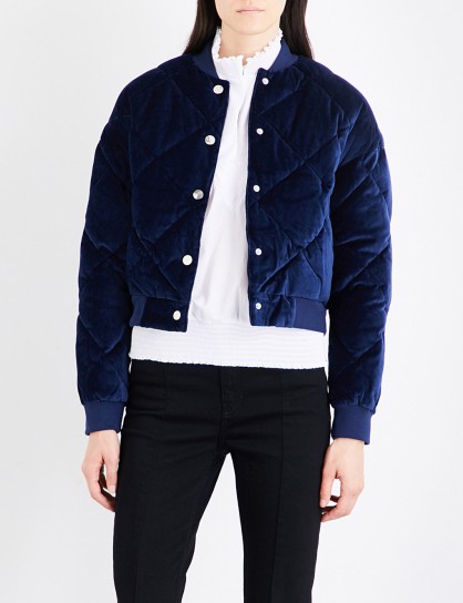 MAJE Balou cotton-velvet bomber jacket | navy-blue jackets