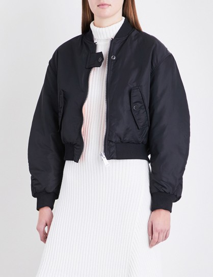 Maje x Schott Brooklyn reversible shell bomber jacket | casual black jackets
