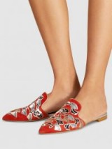 MALONE SOULIERS‎ Marianne Foil-Printed Suede Slippers | pointed toe flats