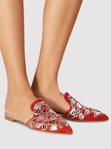 MALONE SOULIERS‎ Marianne Foil-Printed Suede Slippers | pointed toe flats - flipped