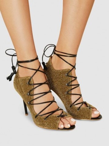 MALONE SOULIERS‎ Savannah Lurex Heels ~ gold strappy shoes - flipped