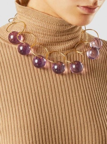 MARNI‎ Gold-Tone Plexiglas Choker Necklace ~ statement jewellery - flipped