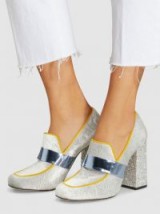 MARY KATRANTZOU‎ Athos Velvet And Glitter Loafer Heels ~ luxe chunky shoes