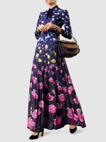 MARY KATRANTZOU‎ Duritz Printed Polyester Long Sleeve Maxi Dress ~ long floral print dresses - flipped
