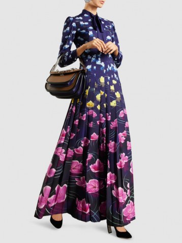MARY KATRANTZOU‎ Duritz Printed Polyester Long Sleeve Maxi Dress ~ long floral print dresses