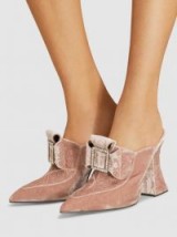 MARY KATRANTZOU‎ Porthos Velvet Mid-Heel Mules ~ Luxe statement shoes