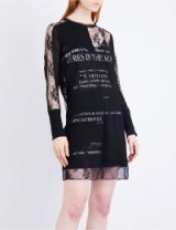 MCQ ALEXANDER MCQUEEN Slogan-print mesh and cotton dress / semi sheer dresses