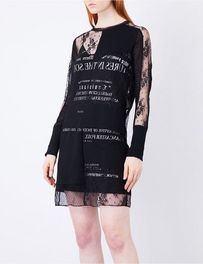 MCQ ALEXANDER MCQUEEN Slogan-print mesh and cotton dress / semi sheer dresses - flipped