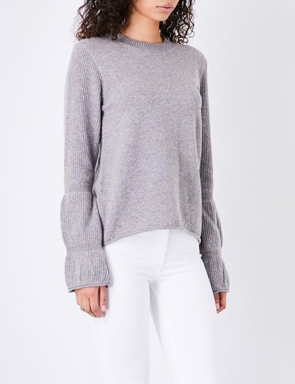 MIH JEANS Bubble flared-cuff wool jumper - flipped
