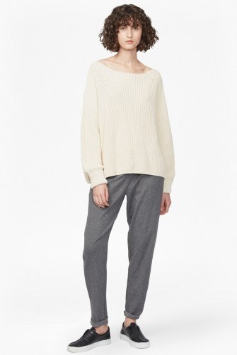 FRENCH CONNECTION MILLIE MOZART KNIT SLASH NECK JUMPER | cream oversized jumpers | relaxed fit jumpers - flipped