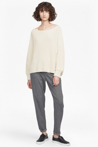 FRENCH CONNECTION MILLIE MOZART KNIT SLASH NECK JUMPER | cream oversized jumpers | relaxed fit jumpers
