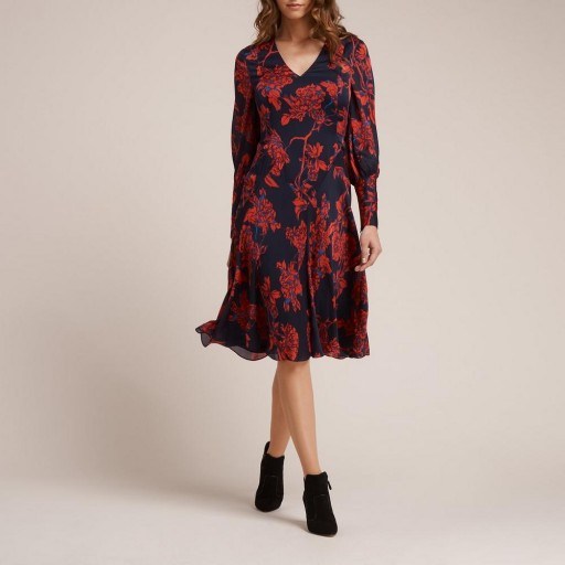 L.K. BENNETT MINA ROSE PRINT SILK DRESS ~ floral dresses