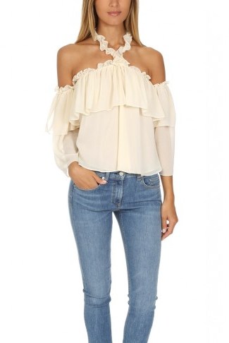 Misa Los Angeles Galle Top | ivory ruffled tops - flipped