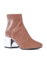 MM6 MAISON MARGIELA mirrored heeled boots / peach velvet chunky heel boot