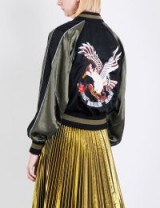 MO&CO. Eagle-embroidered satin bomber jacket ~ casual jackets