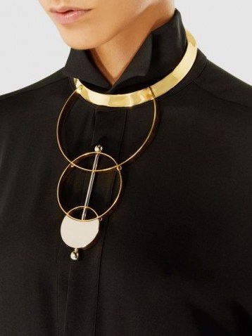 MONICA SORDO‎ Silencio Gold And Silver-Tone Necklace ~ modern statement necklaces - flipped