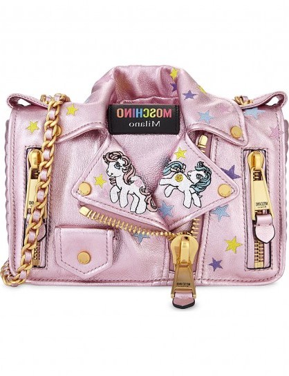 MOSCHINO My Little Pony leather cross-body bag | cartoon couture bags | cute metallic pink crossbody - flipped