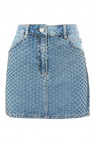 Topshop MOTO Diamond Fishnet Skirt | denim mini skirts - flipped