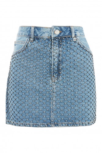 Topshop MOTO Diamond Fishnet Skirt | denim mini skirts