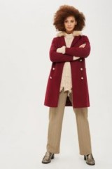 Topshop Nancy Faux Fur Collar Coat | burgundy winter coats | dark red outerwear