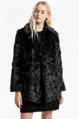 French Connection NARIKO FAUX FUR DOUBLE BREASTED COAT | glamorous black winter coats