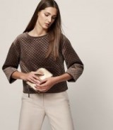 REISS NIA QUILTED VELVET SWEATSHIRT BRONZE ~ casual luxe ~ laid-back evening chic