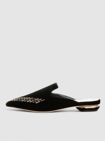 NICHOLAS KIRKWOOD‎ Beya Embellished Velvet Slippers | pointed toe flats - flipped