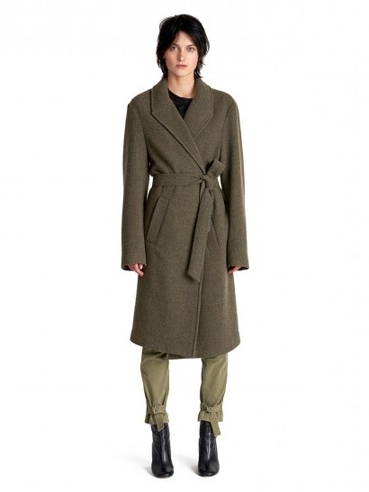 Nili Lotan ARMY GREEN PATTON COAT | belted wrap coats - flipped